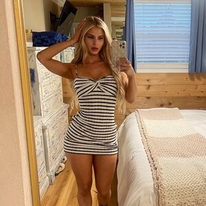 Striped black and white dress